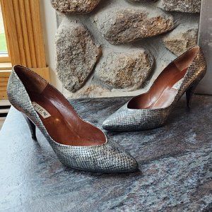 Calderone Vintage Leather Snakeskin Heels Size 9